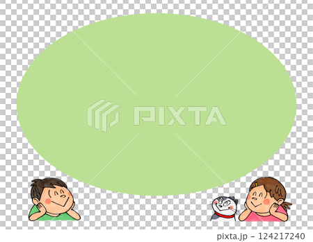 Child and cat looking up Copy space (green) Child and cat looking up Copy space (green) 124217240