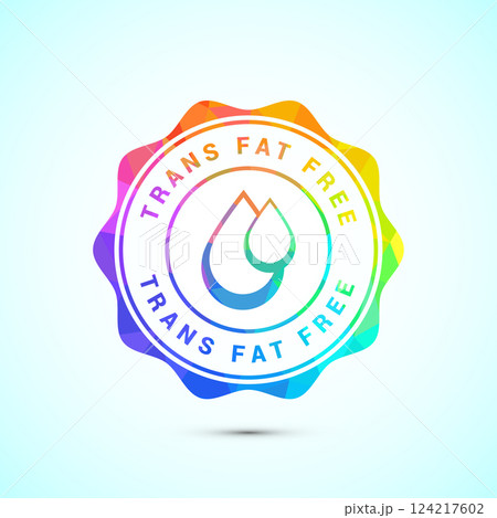Trans fat free icon design illustration, Zero trans fat icon for healthy concept, Low poly style Trans fat free icon design illustration, Zero trans fat icon for healthy concept, Low poly style 124217602