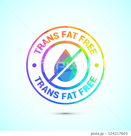 Trans fat free icon design illustration, Zero trans fat icon for healthy concept, Low poly style Trans fat free icon design illustration, Zero trans fat icon for healthy concept, Low poly style 124217603