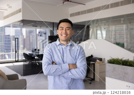 Happy confident Asian executive man posing for corporate professional portrait 124218016