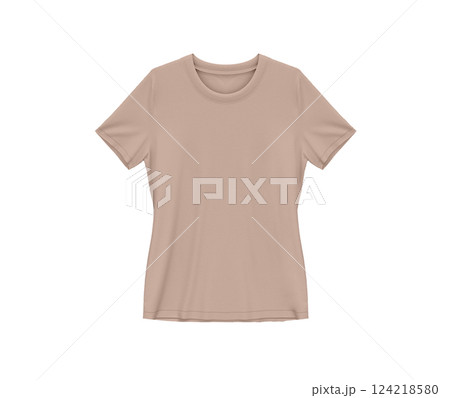 Sand beige blank tee shirt waist wear, women template mockup front view 124218580