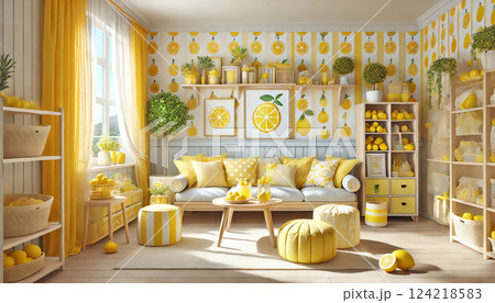 レモンをイメージしたインテリア レモンをイメージしたインテリア 124218583