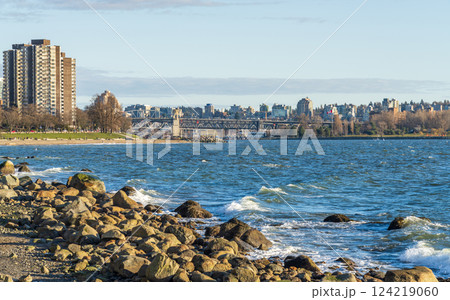 English Bay, Vancouver City beautiful landscape in spring sunset time. British Columbia, Canada. English Bay, Vancouver City beautiful landscape in spring sunset time. British Columbia, Canada. 124219060