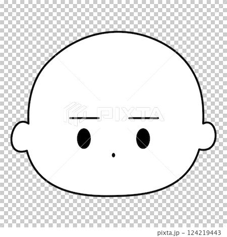 簡單的面部表情，平行的眉毛，黑色和白色 124219443