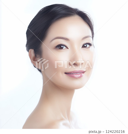 日本人ヘアメイクスタイルの美肌美人女性像を生成AIで表現（スクエア写真） 124220216