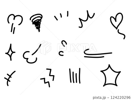手描きのシンプルな漫符セット 124220296