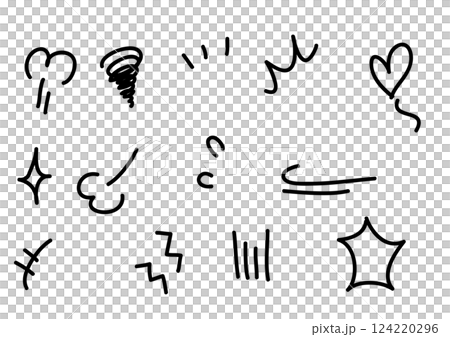手描きのシンプルな漫符セット 124220296