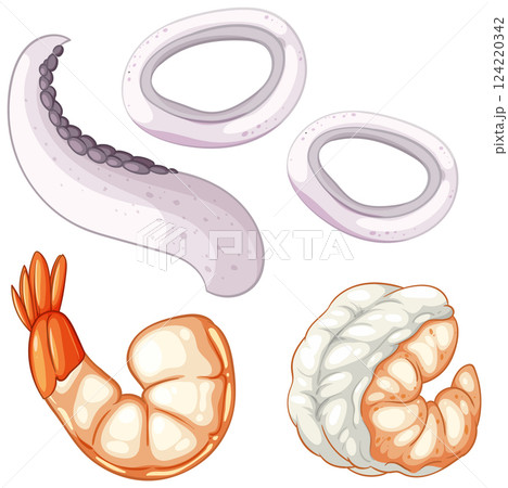 Vector Illustration of Seafood Ingredients 124220342