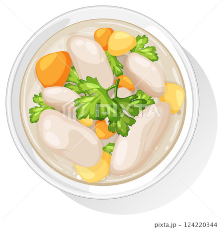 Vibrant Thai Soup Vector Illustration 124220344