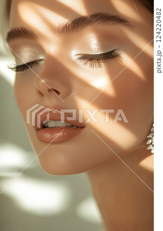 西洋人特殊ヘアメイクスタイルの妖艶で力強い美人女性を生成AIで表現（縦写真） 124220482
