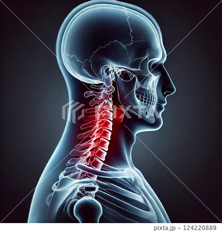 頸椎の痛み　側面 124220889