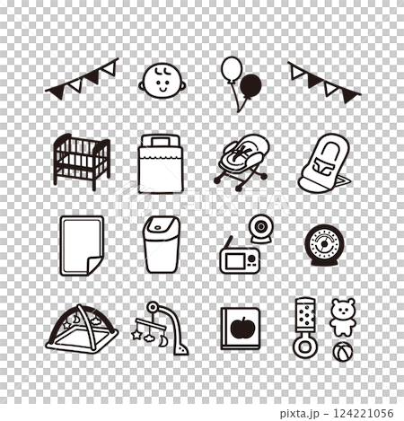 Baby room goods icon set 124221056
