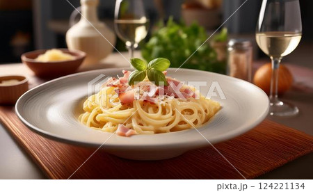 本格カルボナーラの盛り付け写真2 124221134