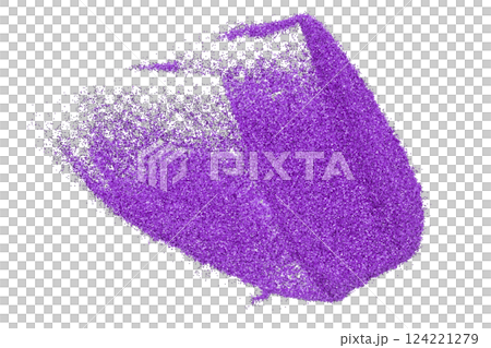 Purple glitter powder isolated on transparent background. 124221279