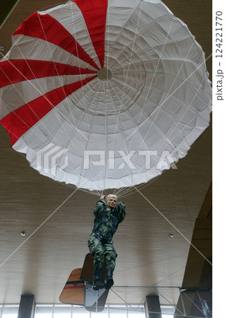 Paratrooper in Nikola Tesla Technical Museum in Zagreb, Croatia 124221770