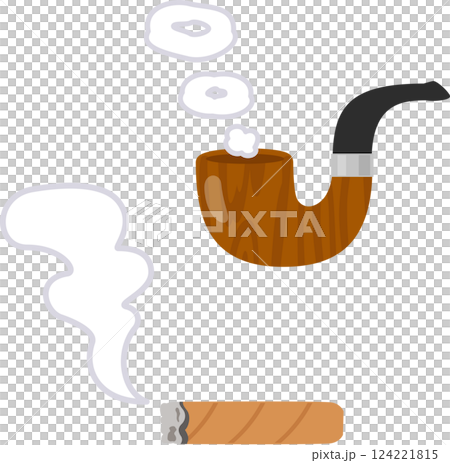 パイプと葉巻たばこのデフォルメイラスト パイプと葉巻たばこのデフォルメイラスト 124221815