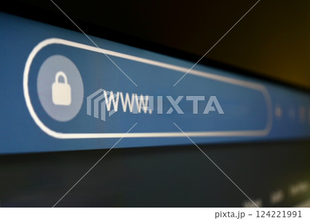 internet browser address bar on dark background close up 124221991