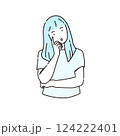 頬杖をつく女性 124222401