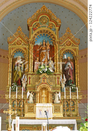 Main altar at the Church of the Visitation of the Blessed Virgin Mary in Vukovina, Croatia 124222774