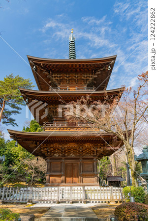 【東京都】紅梅が咲いた早春の豪徳寺・三重塔 124222862