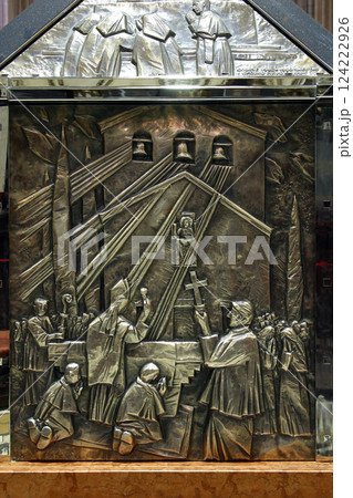 The sarcophagus of Blessed Aloysius Stepinac: The blessing of the bells at the church at Knin, 1938, Zagreb cathedral The sarcophagus of Blessed Aloysius Stepinac: The blessing of the bells at the church at Knin, 1938, Zagreb cathedral 124222926