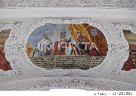 Welf V, Welf VI, Heinrich der Schwarze fresco by Cosmas Damian Asam in the Basilica of St. Martin and Oswald in Weingarten, Germany 124223050