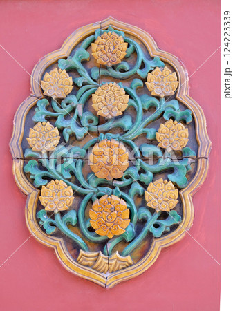 Ceramic detail from Royal Palace wall in The Forbidden City, Beijing Ceramic detail from Royal Palace wall in The Forbidden City, Beijing 124223339