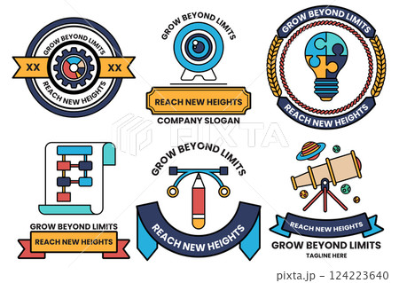 Set of illustrations in the concept of business expansion in line drawing style 124223640