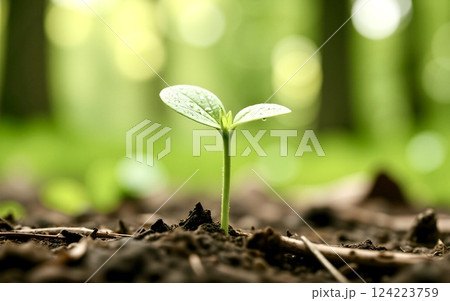 森の新芽|生命の始まり 森の新芽|生命の始まり 124223759