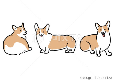 コーギーのイラストセット 124224128