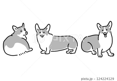 コーギーのイラストセット 124224129