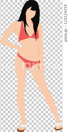 ポーズをとる水着を着た女性のイラスト ポーズをとる水着を着た女性のイラスト 124224259