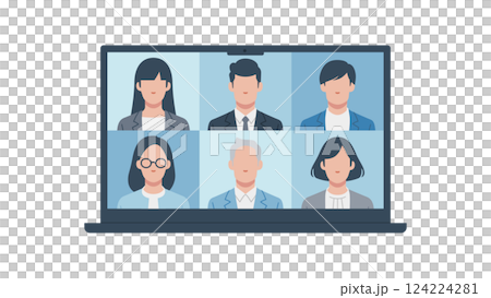 Business people online meeting screen display Business people online meeting screen display 124224281