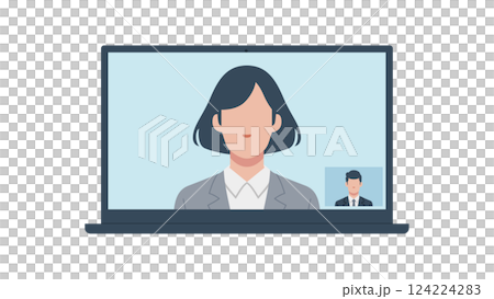 Business people online meeting screen display 124224283