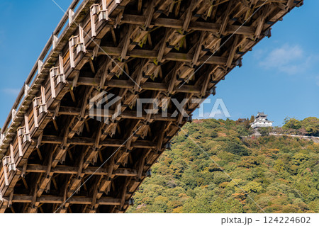 【錦帯橋の裏側と岩国城】 124224602