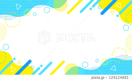 夏に使えるかわいい抽象的な幾何学模様のフレーム素材 チラシ・Web・動画16:9サイズ 夏に使えるかわいい抽象的な幾何学模様のフレーム素材 チラシ・Web・動画16:9サイズ 124224881