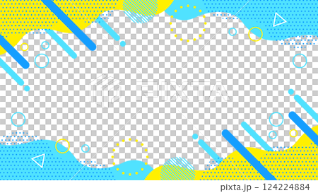 夏に使えるかわいい抽象的な幾何学模様のフレーム素材 チラシ・Web・動画16:9サイズ 夏に使えるかわいい抽象的な幾何学模様のフレーム素材 チラシ・Web・動画16:9サイズ 124224884