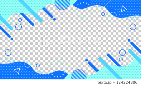 夏に使えるかわいい抽象的な幾何学模様のフレーム素材 チラシ・Web・動画16:9サイズ 124224886