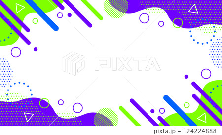 レトロ風 かわいい抽象的な幾何学模様のフレーム素材 チラシ・Web・動画16:9サイズ 124224888