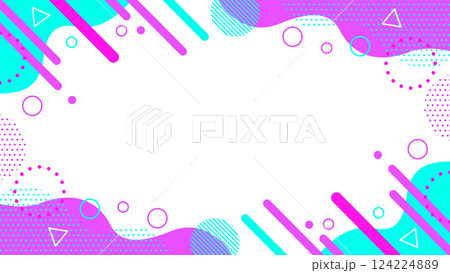 レトロ風 かわいい抽象的な幾何学模様のフレーム素材 チラシ・Web・動画16:9サイズ レトロ風 かわいい抽象的な幾何学模様のフレーム素材 チラシ・Web・動画16:9サイズ 124224889