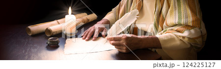 Old man writing the letter Old man writing the letter 124225127