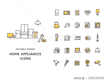 いろんな家電のアイコンセット（カラー） 124225433