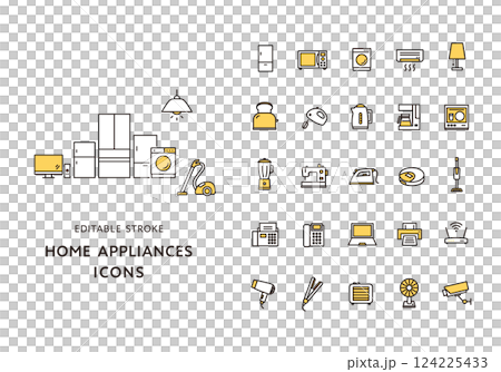 いろんな家電のアイコンセット（カラー） 124225433