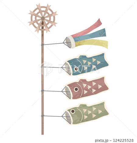 水彩タッチのこいのぼりのイラスト 124225528