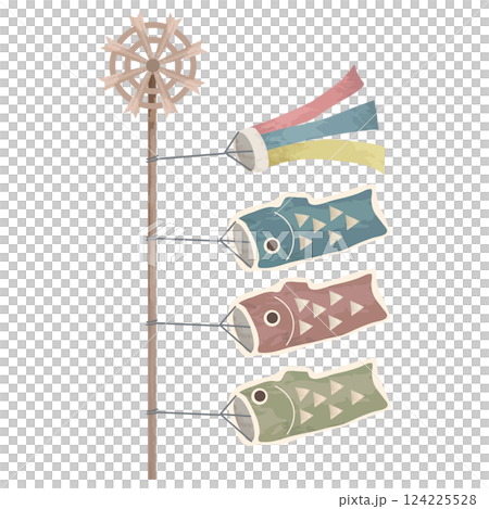 水彩タッチのこいのぼりのイラスト 124225528
