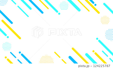 夏に使えるかわいい抽象的な幾何学模様のフレーム素材 チラシ・Web・動画16:9サイズ 水色 黄色 夏に使えるかわいい抽象的な幾何学模様のフレーム素材 チラシ・Web・動画16:9サイズ 水色 黄色 124225787