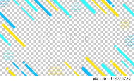 夏に使えるかわいい抽象的な幾何学模様のフレーム素材 チラシ・Web・動画16:9サイズ 水色 黄色 夏に使えるかわいい抽象的な幾何学模様のフレーム素材 チラシ・Web・動画16:9サイズ 水色 黄色 124225787