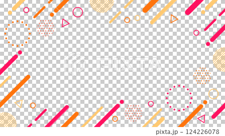 Retro style cute abstract geometric pattern frame material flyer, web, video 16:9 size red 124226078