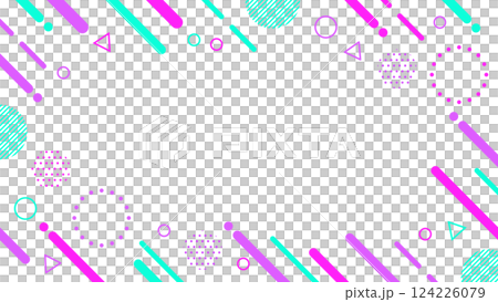 復古風格可愛抽象幾何圖案框架材料傳單、網頁、影片 16：9 尺寸彩色 124226079