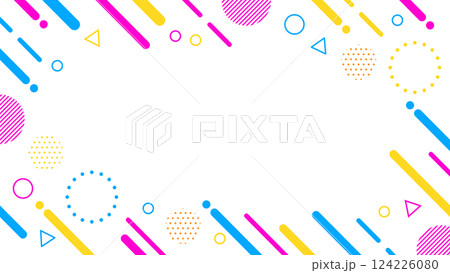 レトロ風 かわいい抽象的な幾何学模様のフレーム素材 チラシ・Web・動画16:9サイズ カラフル レトロ風 かわいい抽象的な幾何学模様のフレーム素材 チラシ・Web・動画16:9サイズ カラフル 124226080